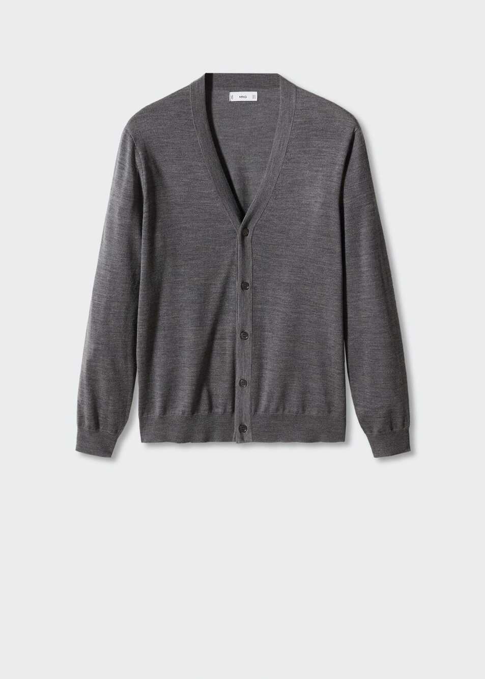 MANGO 100% merino wool cardigan gray S